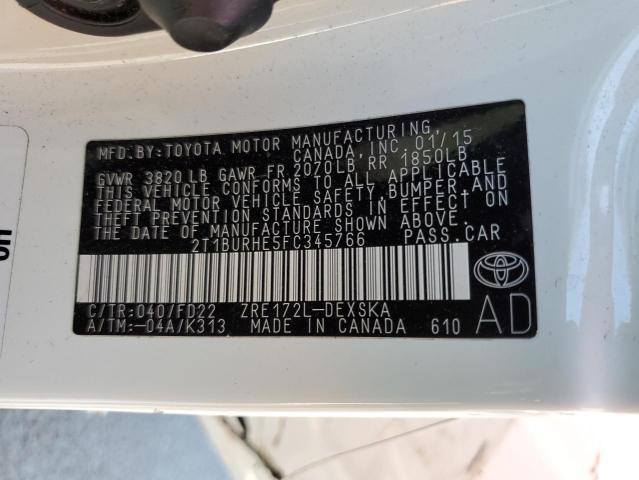 Photo 10 from auction – 2015 TOYOTA COROLLA L with VIN 2T1BURHE5FC345766