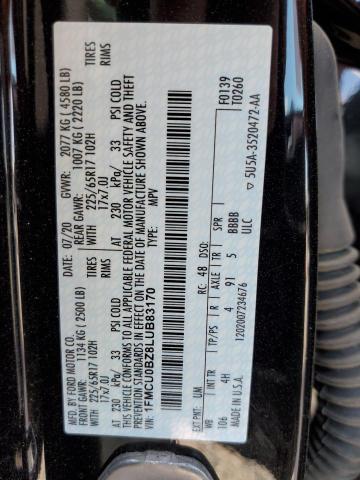 Photo 10 from auction – 2020 FORD ESCAPE SE with VIN 1FMCU0BZ8LUB83170