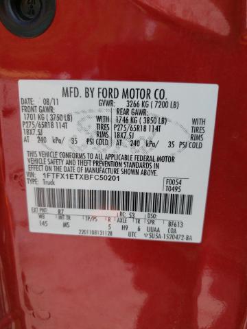 Photo 10 from auction – 2011 FORD F150 SUPER with VIN 1FTFX1ETXBFC50201