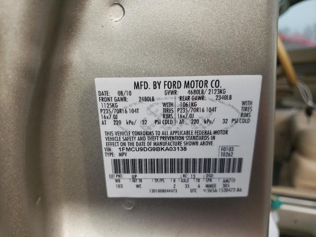 Photo 10 from auction – 2011 FORD ESCAPE XLT with VIN 1FMCU9DG9BKA03138