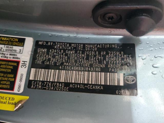 Photo 10 from auction – 2009 TOYOTA CAMRY BASE with VIN 4T1BE46K69U849786