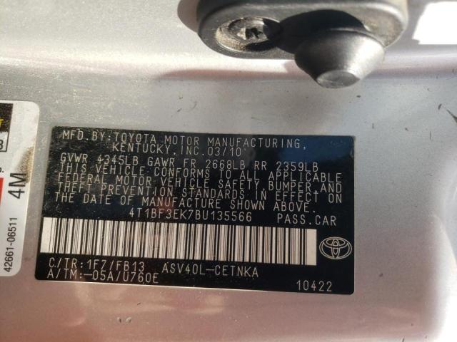 Photo 10 from auction – 2011 TOYOTA CAMRY BASE with VIN 4T1BF3EK7BU135566