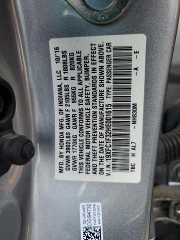 Photo 10 from auction – 2017 HONDA CIVIC EX with VIN 19XFC1F32HE001615