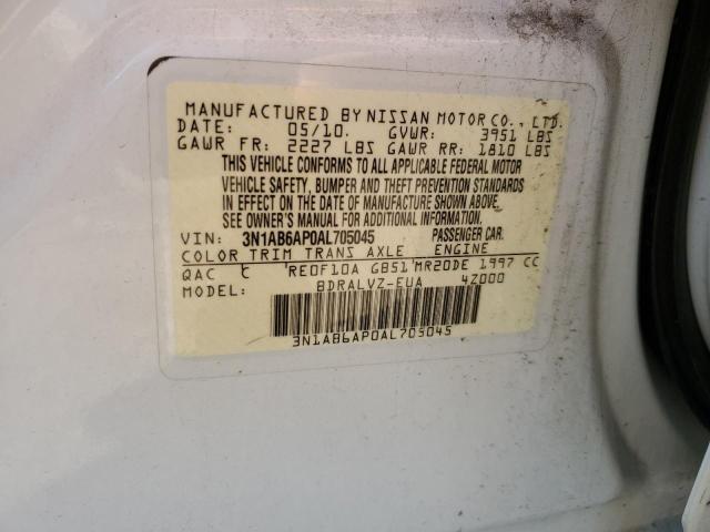 Photo 10 from auction – 2010 NISSAN SENTRA 2.0 with VIN 3N1AB6AP0AL705045