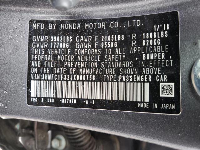 Photo 10 from auction – 2018 HONDA CIVIC EX with VIN JHMFC1F32JX000758