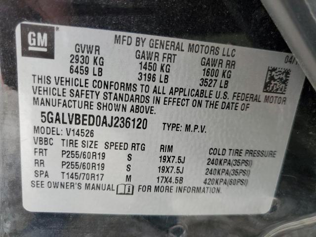 Photo 10 from auction – 2010 BUICK ENCLAVE with VIN 5GALVBED0AJ236120