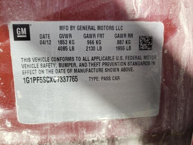 Photo 10 from auction – 2012 CHEVROLET CRUZE LT with VIN 1G1PF5SCXC7337765