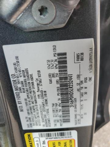 Photo 10 from auction – 2020 FORD FUSION SE with VIN 3FA6P0HD5LR232441