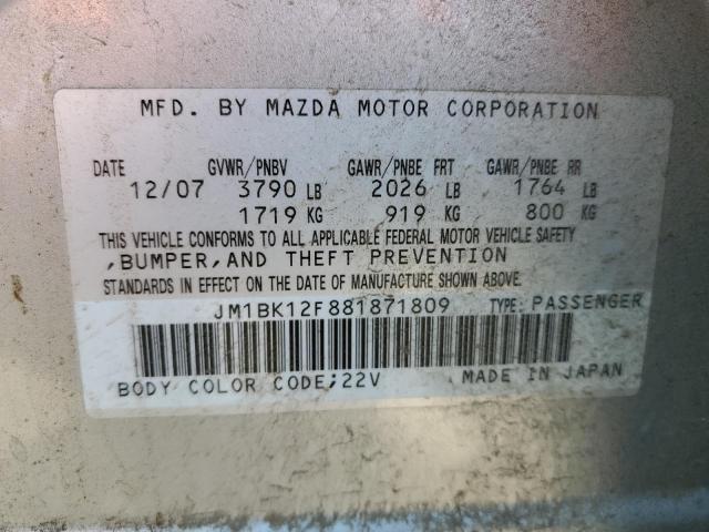 Photo 10 from auction – 2008 MAZDA 3 I with VIN JM1BK12F881871809