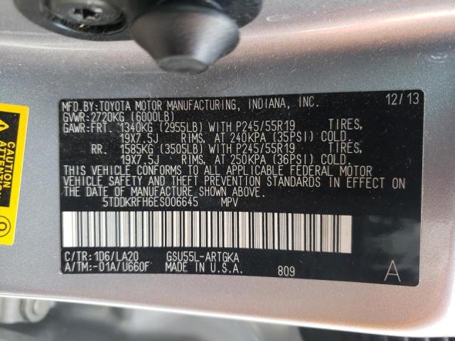 Photo 10 from auction – 2014 TOYOTA HIGHLANDER with VIN 5TDDKRFH6ES006645