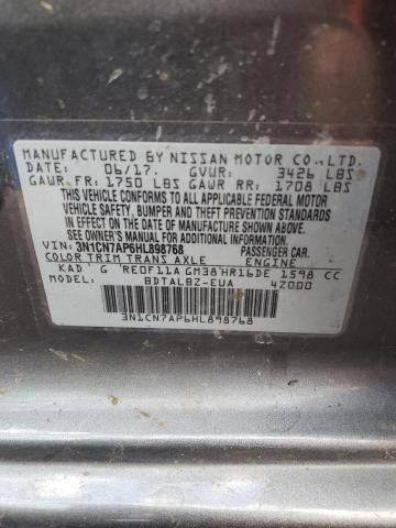 Photo 10 from auction – 2017 NISSAN VERSA S with VIN 3N1CN7AP6HL898768