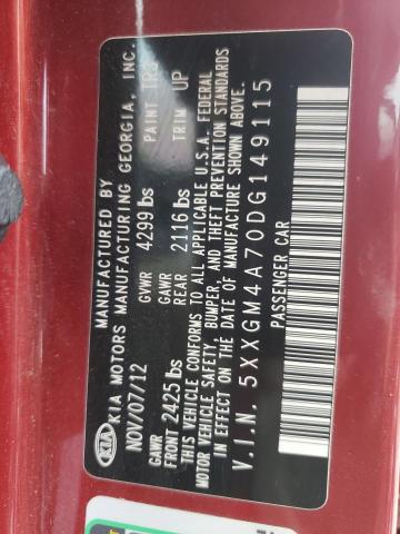 Photo 10 from auction – 2013 KIA OPTIMA LX with VIN 5XXGM4A70DG149115
