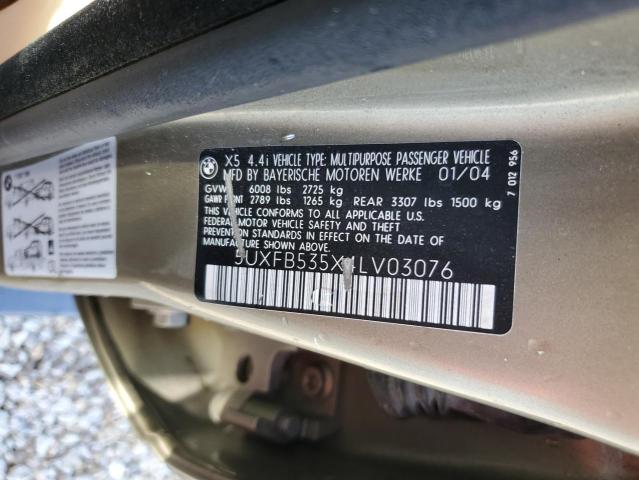 Photo 10 from auction – 2004 BMW X5 4.4I with VIN 5UXFB535X4LV03076