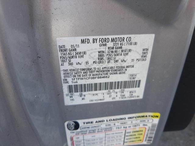 Photo 10 from auction – 2011 FORD F150 SUPER with VIN 1FTFW1CF0BFB84662