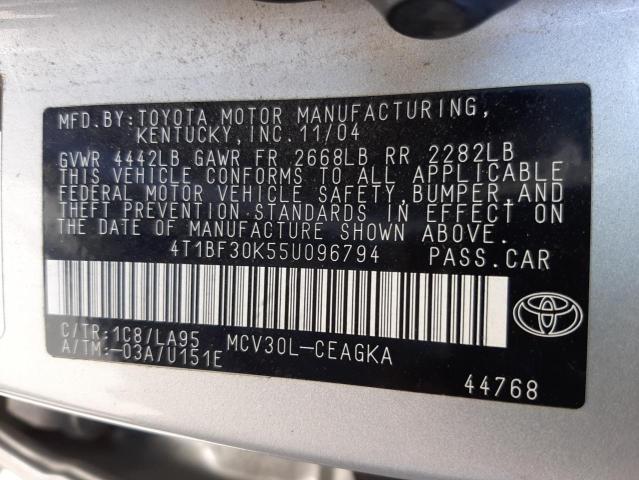 Photo 10 from auction – 2005 TOYOTA CAMRY LE with VIN 4T1BF30K55U096794