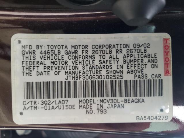 Photo 10 from auction – 2003 LEXUS ES 300 with VIN JTHBF30G630102525