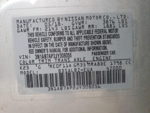 Photo 10 from auction – 2018 NISSAN SENTRA S with VIN 3N1AB7AP2JY308056