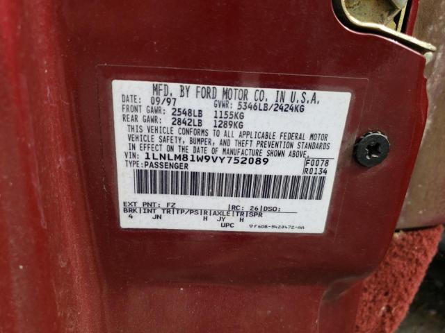 Photo 10 from auction – 1997 LINCOLN TOWN CAR E with VIN 1LNLM81W9VY752089