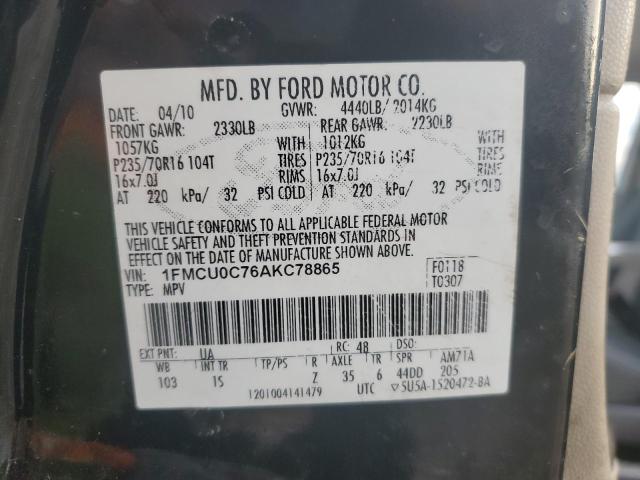 Photo 10 from auction – 2010 FORD ESCAPE XLS with VIN 1FMCU0C76AKC78865