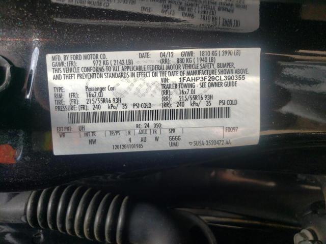 Photo 10 from auction – 2012 FORD FOCUS SE with VIN 1FAHP3F29CL390355