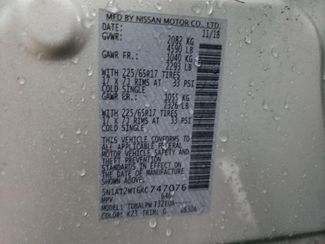 Photo 10 from auction – 2019 NISSAN ROGUE S with VIN 5N1AT2MT6KC747076