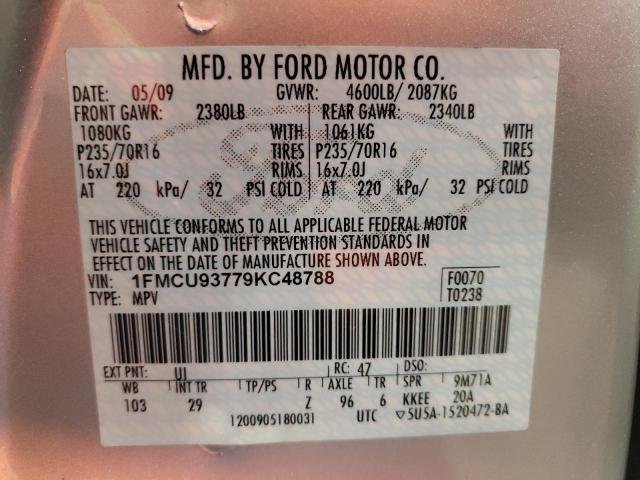 Photo 10 from auction – 2009 FORD ESCAPE XLT with VIN 1FMCU93779KC48788