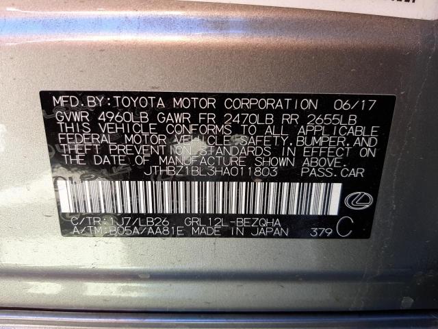 Photo 10 from auction – 2017 LEXUS GS 350 BAS with VIN JTHBZ1BL3HA011803