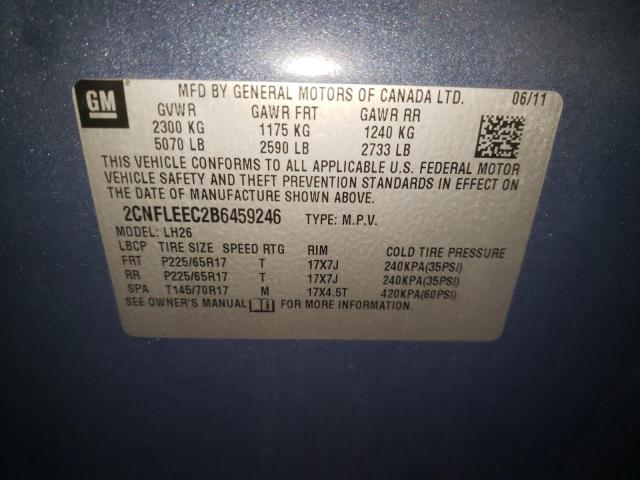 Photo 10 from auction – 2011 CHEVROLET EQUINOX LT with VIN 2CNFLEEC2B6459246