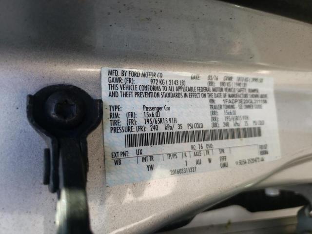 Photo 10 from auction – 2016 FORD FOCUS S with VIN 1FADP3E20GL311158