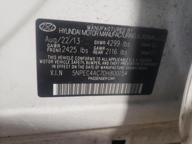 Photo 10 from auction – 2013 HYUNDAI SONATA SE with VIN 5NPEC4AC7DH800154