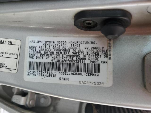 Photo 10 from auction – 2002 TOYOTA CAMRY with VIN 4T1BE32K72U532914