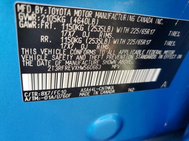 Photo 10 from auction – 2017 TOYOTA RAV4 XLE with VIN 2T3RFREVXHW560663