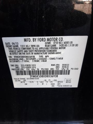 Photo 10 from auction – 2013 FORD FLEX LIMIT with VIN 2FMGK5D8XDBD36938