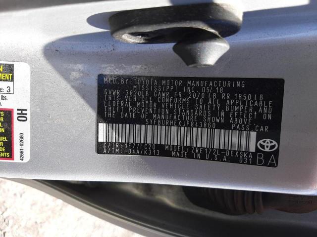 Photo 10 from auction – 2018 TOYOTA COROLLA L with VIN 5YFBURHEXJP843860