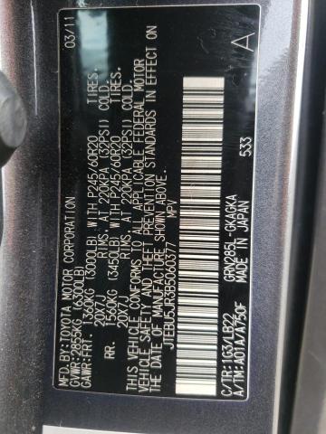 Photo 10 from auction – 2011 TOYOTA 4RUNNER SR with VIN JTEBU5JR3B5060377