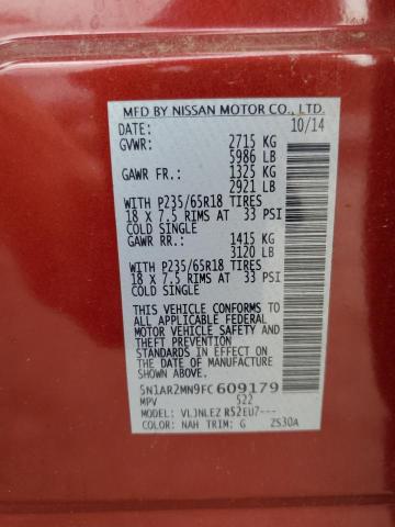 Photo 10 from auction – 2015 NISSAN PATHFINDER with VIN 5N1AR2MN9FC609179