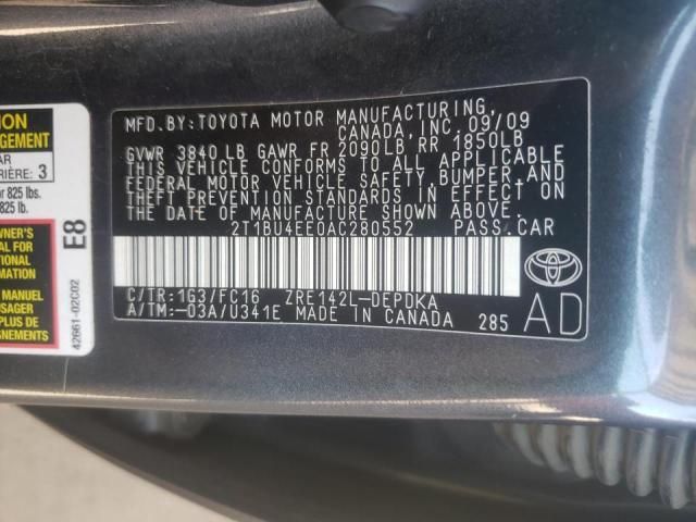 Photo 10 from auction – 2010 TOYOTA COROLLA BA with VIN 2T1BU4EE0AC280552