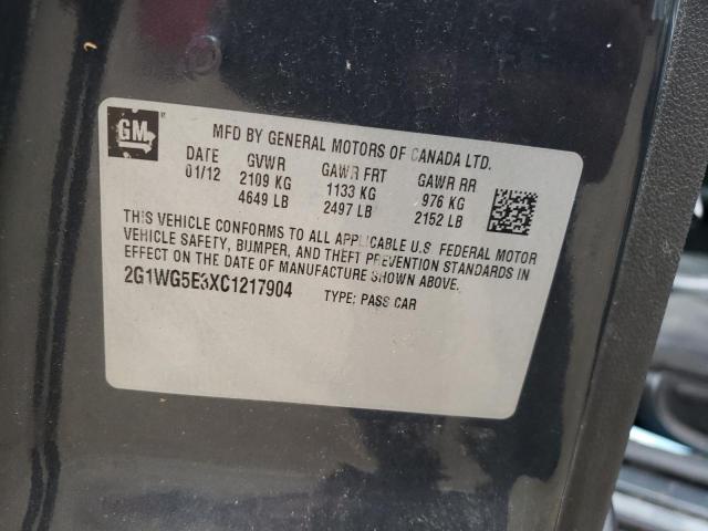 Photo 10 from auction – 2012 CHEVROLET IMPALA LT with VIN 2G1WG5E3XC1217904