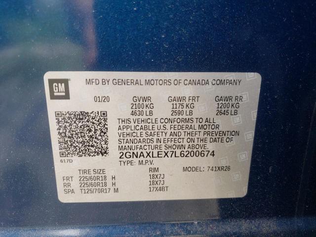 Photo 10 from auction – 2020 CHEVROLET EQUINOX LT with VIN 2GNAXLEX7L6200674