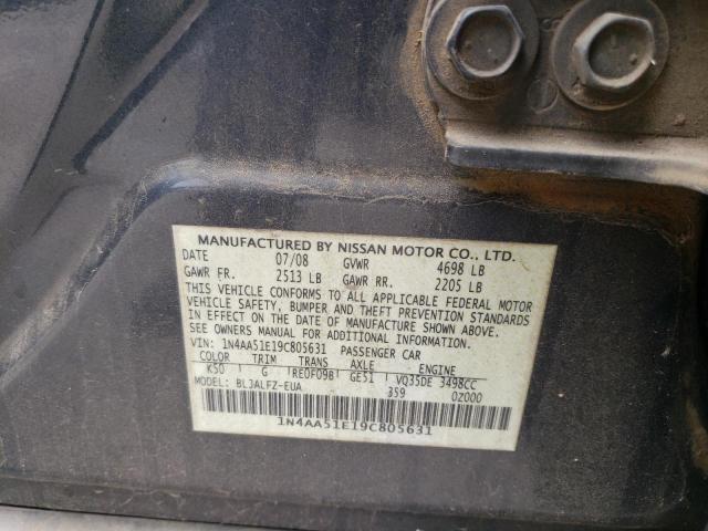 Photo 10 from auction – 2009 NISSAN MAXIMA S with VIN 1N4AA51E19C805631