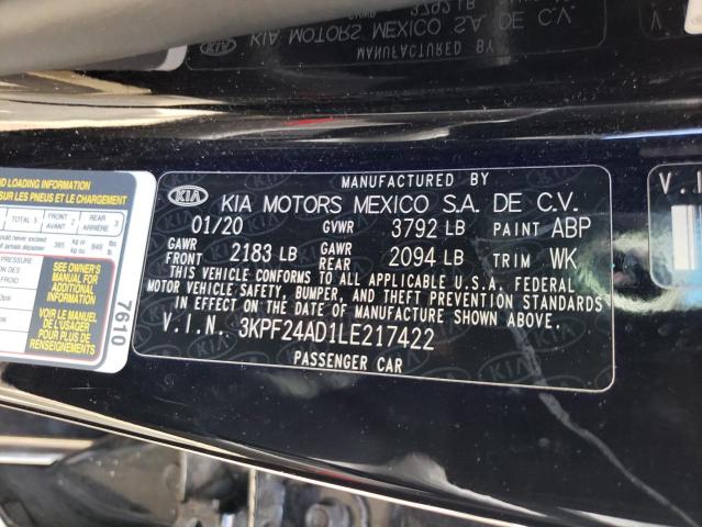 Photo 10 from auction – 2020 KIA FORTE FE with VIN 3KPF24AD1LE217422