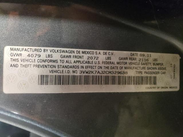 Photo 10 from auction – 2012 VOLKSWAGEN JETTA BASE with VIN 3VW2K7AJ2CM329638