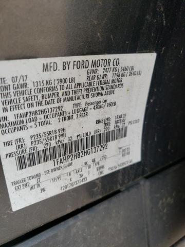 Photo 10 from auction – 2017 FORD TAURUS SEL with VIN 1FAHP2H82HG137292