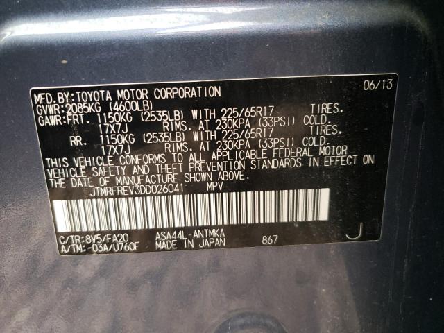 Photo 10 from auction – 2013 TOYOTA RAV4 XLE with VIN JTMRFREV3DD026041