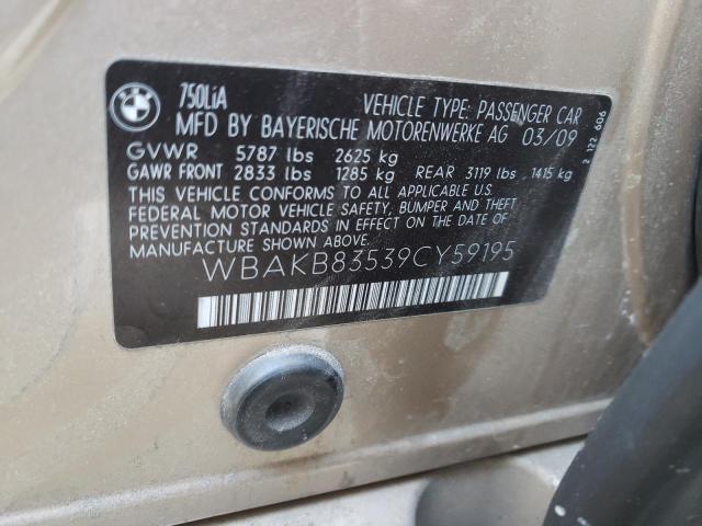 Photo 10 from auction – 2009 BMW 750 LI with VIN WBAKB83539CY59195