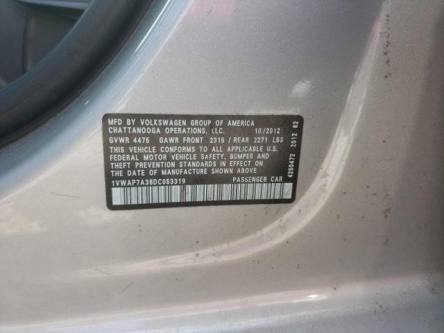 Photo 10 from auction – 2013 VOLKSWAGEN PASSAT S with VIN 1VWAP7A36DC053319