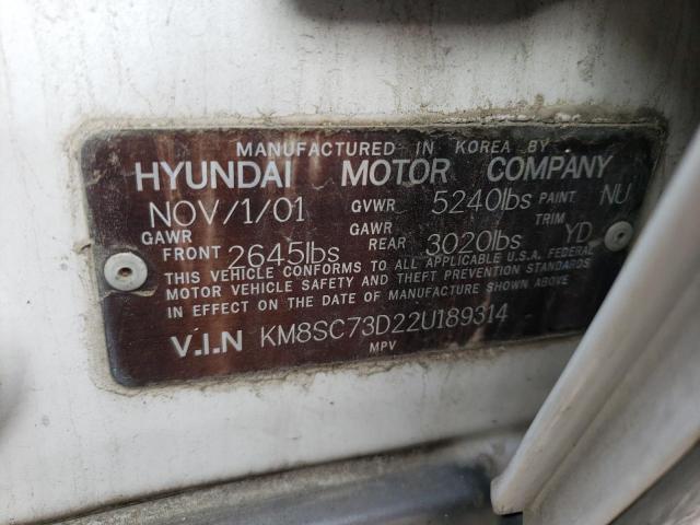 Photo 10 from auction – 2002 HYUNDAI SANTA FE G with VIN KM8SC73D22U189314