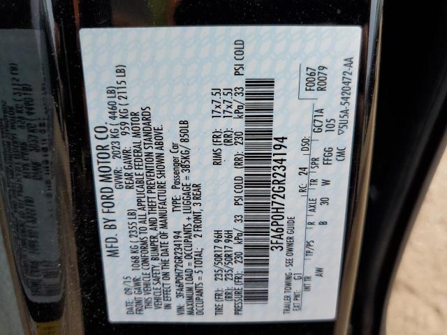 Photo 10 from auction – 2016 FORD FUSION SE with VIN 3FA6P0H72GR234194
