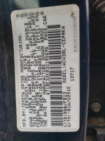Photo 10 from auction – 2003 TOYOTA CAMRY LE with VIN 4T1BE32K03U195696