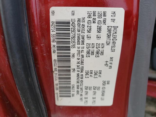 Photo 10 from auction – 2007 DODGE CARAVAN SE with VIN 1D4GP25E77B235765